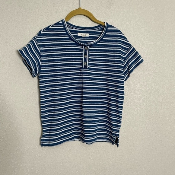 Madewell Blue Stripe Boxy Crop Top XS - Picture 4 of 5